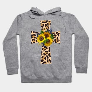 Leopard Cross with sunflowers. Hoodie